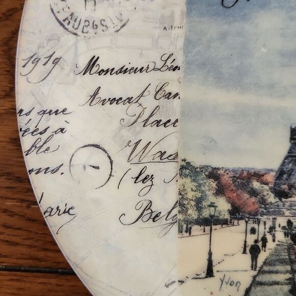 Eiffel Towel Paris decorative ceramic plate with metal plate holder - Picture 9 of 11